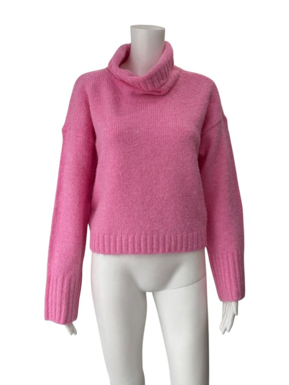Pilcro Pink Cowl Neck Pullover Ribbed Trim Short Sweater size Small